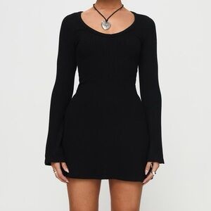 Princess Polly Best Interest Long Sleeve Rib Minidress Black Size 4 NWOT